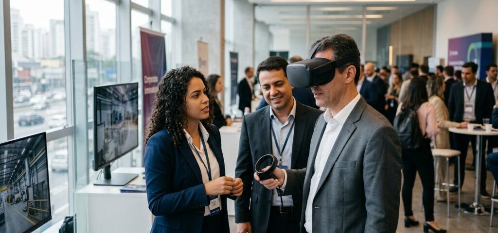 Evento corporativo com uso de realidade virtual 360 para interação