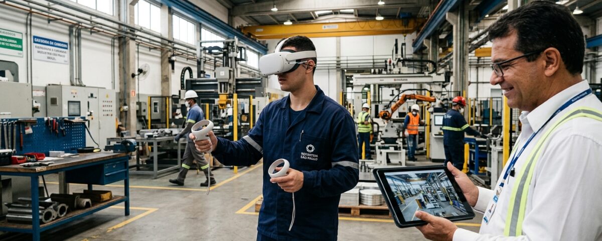 Indústria com treinamento em realidade virtual 360