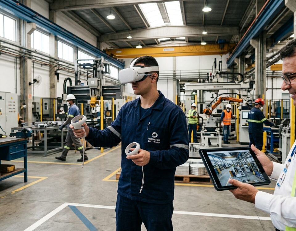 Indústria com treinamento em realidade virtual 360