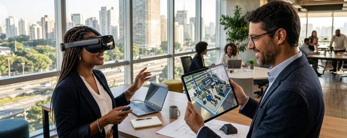 Comparação entre realidade virtual 360 e realidade aumentada para negócios em São Paulo