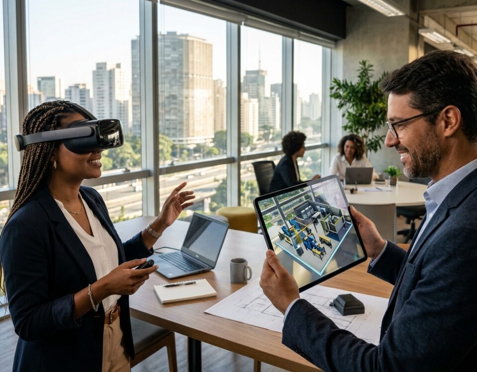 Comparação entre realidade virtual 360 e realidade aumentada para negócios em São Paulo