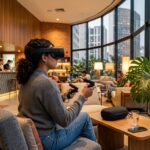 Imagem de tour virtual 360 em hotel usando realidade virtual