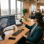 Empresa utilizando tecnologia de realidade virtual 360 em ambiente corporativo