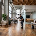 Imagem de um tour virtual em fotografia 360° de um imóvel comercial moderno