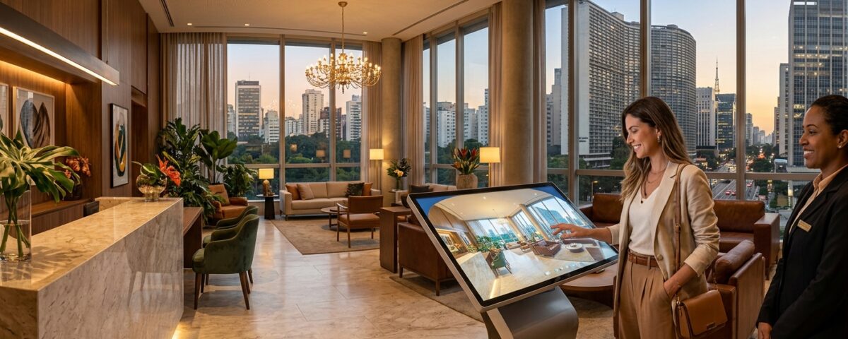 Imagem ilustrativa de um tour virtual 360° em hotel