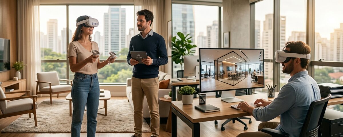 Tour virtual com realidade virtual 360 no mercado imobiliário e comercial